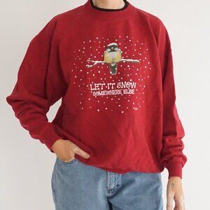 Vintage Morning Sun Red Snowman Snowflake Let It Snow Holiday Sweatshirt L